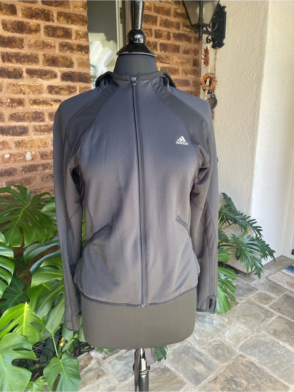 adidas Women's Black Full-Zip Golf Hooded Jacket